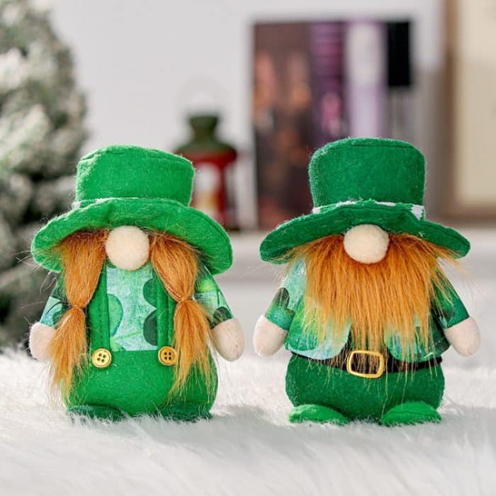 2 Stück St. Patrick's Day gesichtslose Puppe, Party-Dekoration, Requisiten, Puppenornament, Beard, Braids – Bild 4