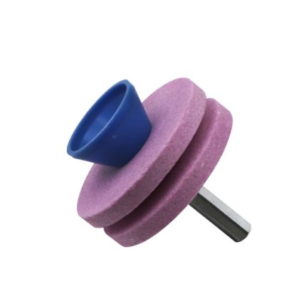 4 Stück Rasenmäherschärfer, Schleifscheibenschärfer, industrieller Schleifkopf, 2-layer Pink, 2-layer Blue, 2-layer Grey, 4-layer Blue+Pink