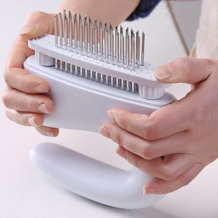 Edelstahl Tenderloin Fleisch Klopfen Fleisch Nadel 48-Pin Haushalt Küche Rib Breaker, 16.5x14.5cm – Bild 3