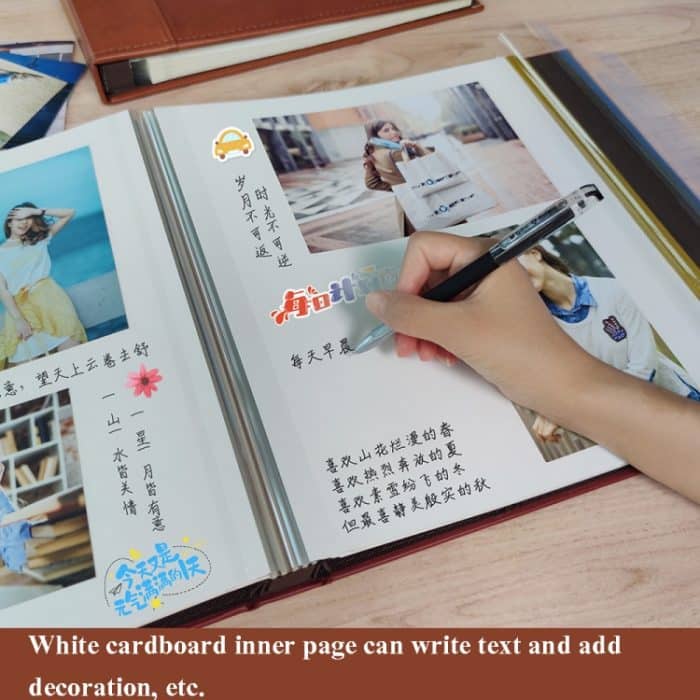 12-Zoll-Fotoalbum mit Ledereinband, 20 Seiten/40 Seiten, Gedenk-Wachstumsbuch, Retro-laminiertes, selbstklebendes DIY-Fotoalbum – Bild 3