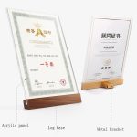 Transparenter Acryl-Holzsockel-Fotorahmen für Zertifikate, Vertical Beech, Vertical Walnut, Horizontal Beech – Bild 4