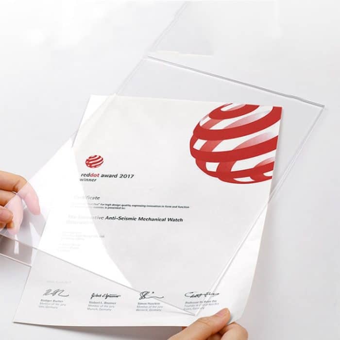 Transparenter Acryl-Holzsockel-Fotorahmen für Zertifikate, Vertical Beech, Vertical Walnut, Horizontal Beech – Bild 5