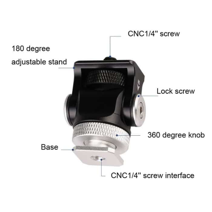 180 Grad Schaukel Mini Stativ Kugelkopfhalterung Kaltschuhhalterung 1/4 Zoll Schraubenadapter – Bild 5