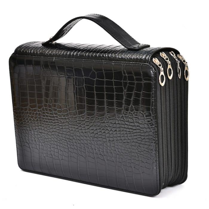 200-Loch-Kunstmalerei-Stift-Aufbewahrungstasche, großes Fassungsvermögen, Krokodilmuster, PU-Bleistiftbeutel, Black, Purple, Brown, Sapphire, Gray, Khaki Rose, Blue Rose, Green Rose, Pink Rose, Rose Red, Lake Blue – Bild 1