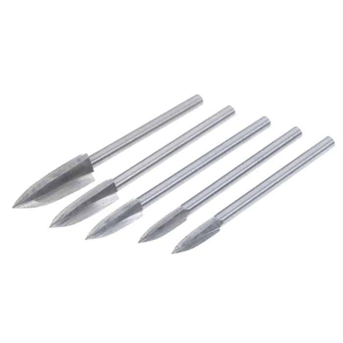 5 PCS / Set Woodworking White Steel Pointed Three-Blade Engraving Milling Cutter Electric Engraving Knife – Bild 2