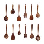 Antihaftbeschichteter Topf, Holzschaufel, Teakholz, Kochtopf, Schaufel, Geschirr, Sweet Spoon, Saving Spoon, Bent Spoon, Mixing Spoon, Filter Spoon, Curved Shovel, Thickened Oblique Shovel, Curved Spatula, Small Spoon, Medium Spoon, Long Handle Spoon... – Bild 2
