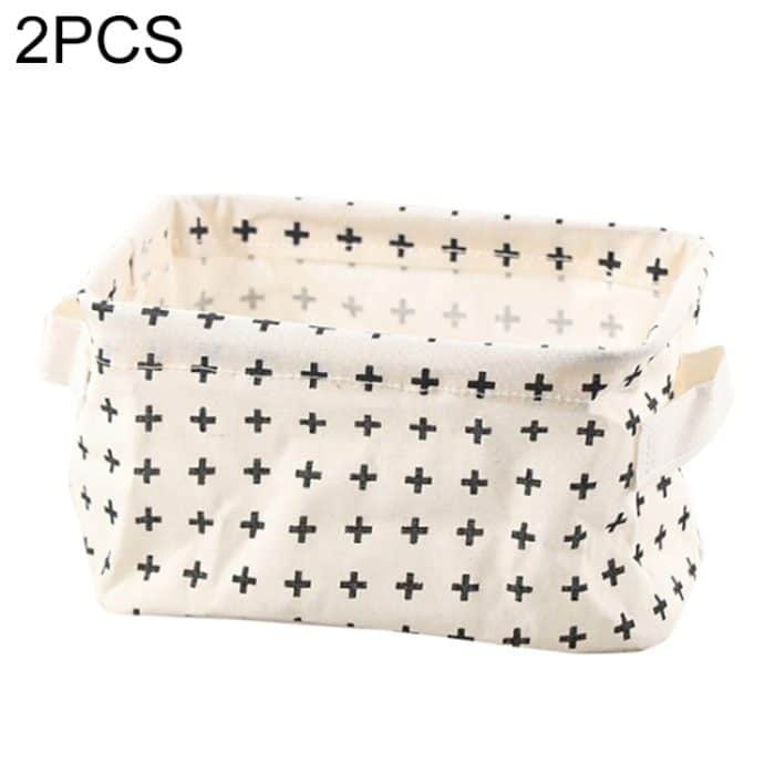 2 Stück Canvas-Desktop-Aufbewahrungskorb für Kleinigkeiten, Aufbewahrungsbox mit Griff – Bild 1