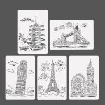 Bauserie-Gemäldevorlage Thema Stadt A4-Etikettenvorlage, Tower System (5pcs / Set), Sailing Line(5pcs / Set), 1 Paris Tower, 2 London Bridge, 3 Pisa Tower, 4 Big Ben, 5 Taj Mahal, 6 White House, 7 Castle, 8 Five-storied Pagoda, 9 Sydney, 10 Sailing Hotel