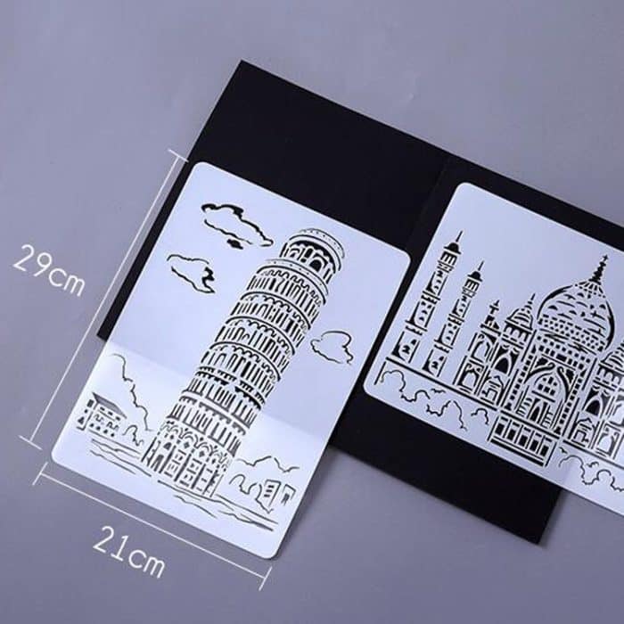 Bauserie-Gemäldevorlage Thema Stadt A4-Etikettenvorlage, Tower System (5pcs / Set), Sailing Line(5pcs / Set), 1 Paris Tower, 2 London Bridge, 3 Pisa Tower, 4 Big Ben, 5 Taj Mahal, 6 White House, 7 Castle, 8 Five-storied Pagoda, 9 Sydney, 10 Sailing Hotel – Bild 2