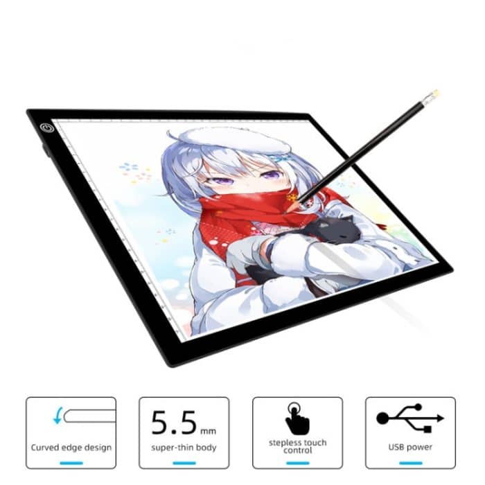 Kopierstation, Anime-Abflussstation, LED-Kopiertafel mit magnetischem Sauglicht, Zeichenplatte mit USB-Kabel, A4 3 Gear Dimming (Black), A4 Stepless Dimming (Black), A3 3 Gear Dimming (Black), A3 Stepless Dimming (Black) – Bild 2
