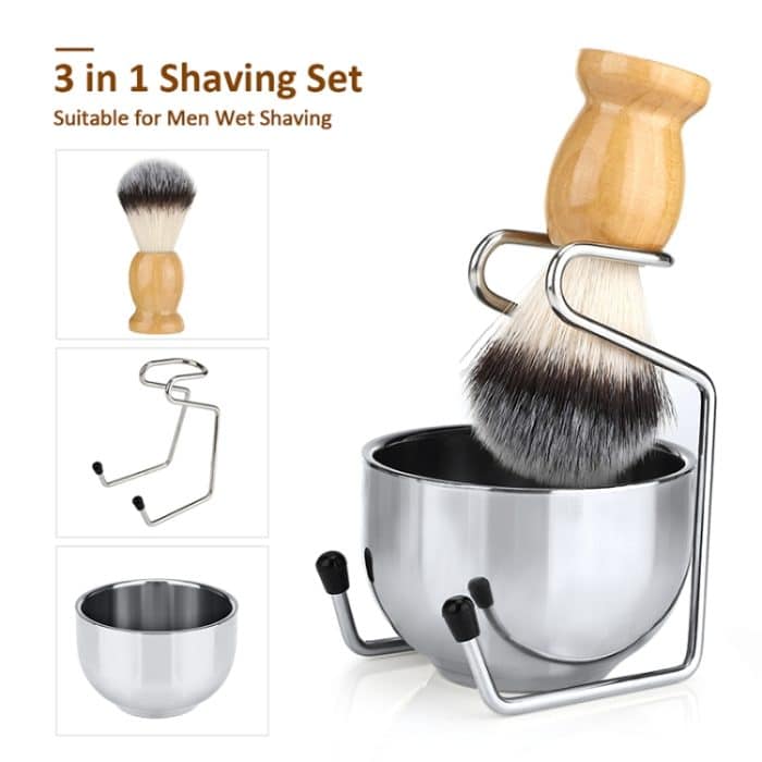 B3004 3 Teile/satz Männer Styling Werkzeuge Nylon Bart Pinsel Rack Schaum Schüssel – Bild 8