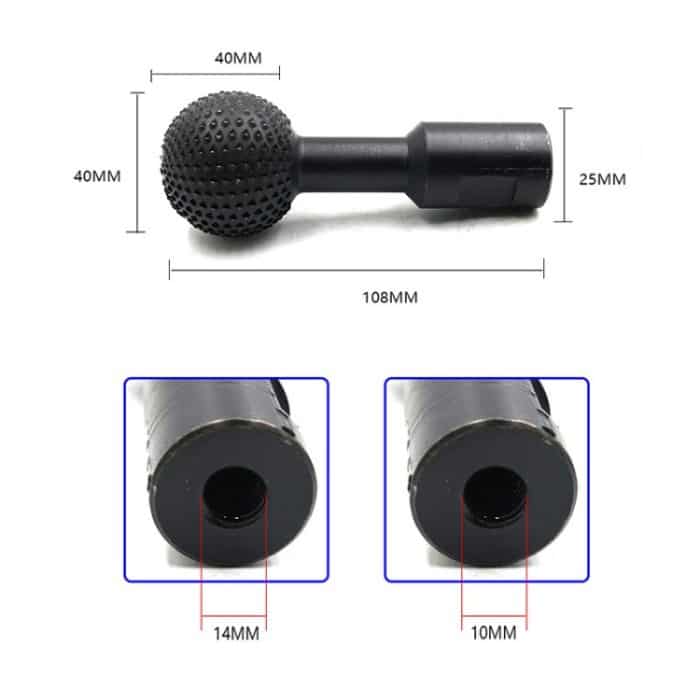 Sphärische Holzrille Schnitzmesser Drehfeile Schnitzschleifkopf Elektroschleifer Schleifkopf, 10mm, 14mm – Bild 3