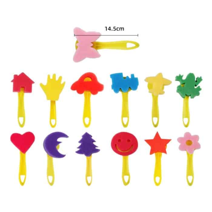 31 in 1 Malerei Schwamm Dichtung Früherziehung Kunst Graffiti Zubehör für Kinder, 31 in 1/Yellow, 31 in 1/Red, 31 in 1/Blue – Bild 4