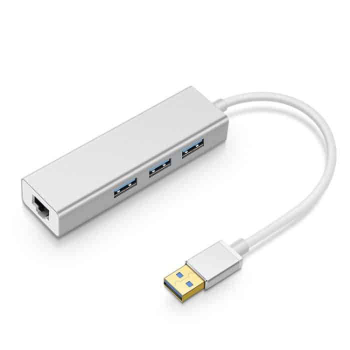 YH-U1009 3 x USB 3.0 + RJ45 bis USB 3.0 Externer drangfreier Hub für Laptops, zufällige Farblieferung – Bild 1