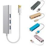 YH-U1009 3 x USB 3.0 + RJ45 bis USB 3.0 Externer drangfreier Hub für Laptops, zufällige Farblieferung – Bild 2