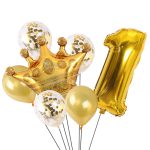 2 PCS Geburtstag Baby Kinder Goldene Krone Aluminium Film Anzahl Ballon Set Hochzeit Szene Dekoration