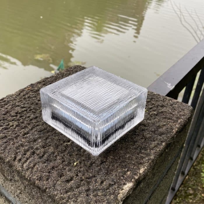 Solar vergrabene Lampe vertikal gestreift Eisquadrat Gras Gartendekoration wasserdichtes Licht, 10 x 10 x 5cm Striped – Bild 3