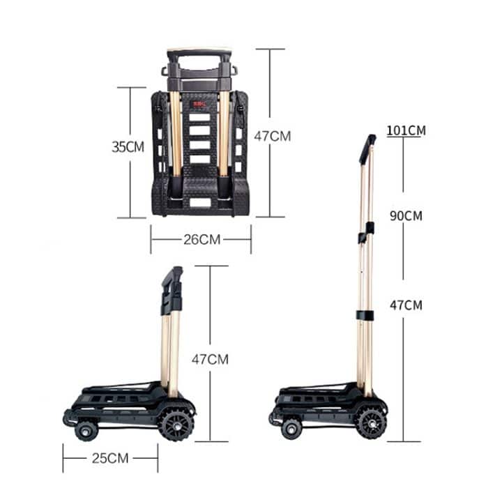Selors by04 Falten Kleine Riemenscheibe Auto Aluminium Pull Rod Gepäck Auto Handkarren Reise Einkaufsmöglichkeiten Waren Waren kaufen und Lebensmittel kaufen Auto – Bild 3