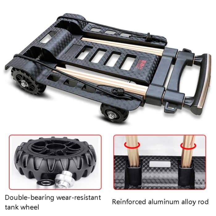 Selors by04 Falten Kleine Riemenscheibe Auto Aluminium Pull Rod Gepäck Auto Handkarren Reise Einkaufsmöglichkeiten Waren Waren kaufen und Lebensmittel kaufen Auto – Bild 4