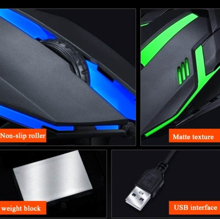 2 Stück T-WOLF V1 USB-Schnittstelle 3-Tasten 1200 dpi verdrahtete Maus 7-color backlit Gaming-Maus, Kabellänge: 1,35m – Bild 6
