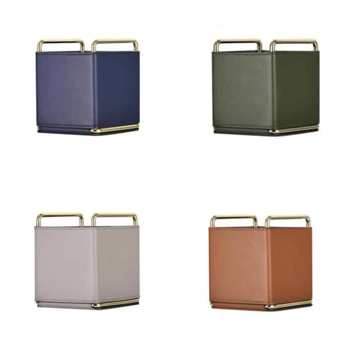 Kortikaler Aufbewahrungseimer für Make-up-Pinsel, Stiftfass aus Leder für den Schreibtisch – Bild 2