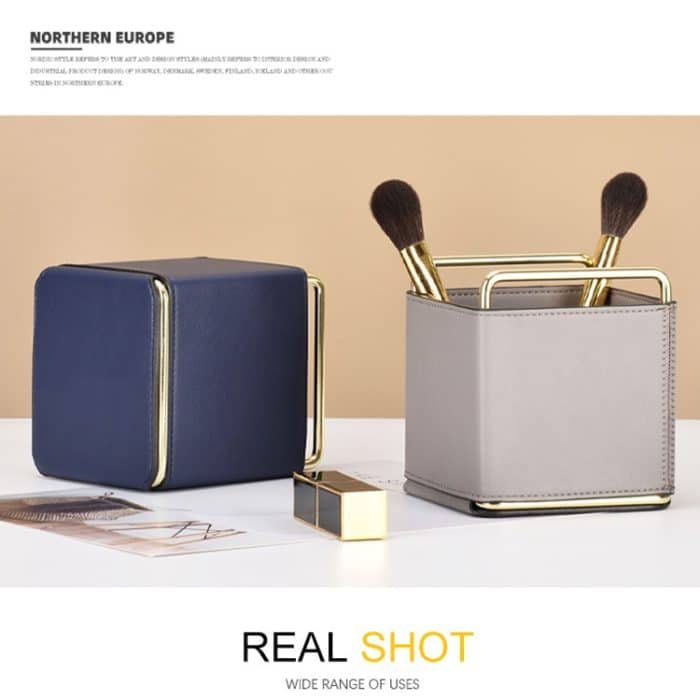 Kortikaler Aufbewahrungseimer für Make-up-Pinsel, Stiftfass aus Leder für den Schreibtisch – Bild 6