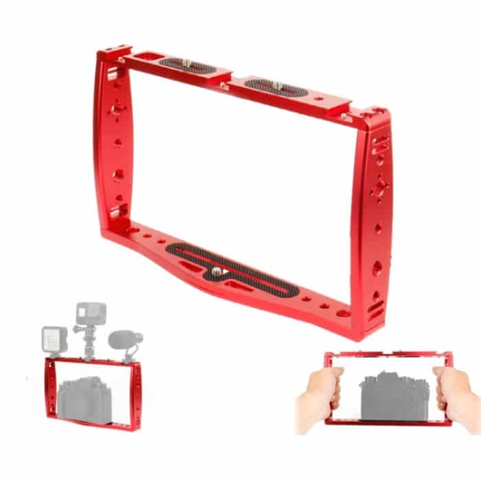 Tauchen Dual Handheld Grip Halterung Stabilisator Verlängerung Telefon Klemme Kamera Rig Käfig Unterwasser Fall für GoPro HERO9/8/7, Red, Black, Red Bracket + Shutter, Black Bracket + Shutter – Bild 1