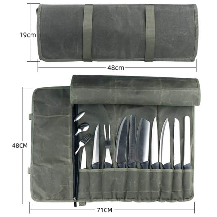 Öl-Wachs-Canvas-Rolle, Aufbewahrungstasche für Kochmesser, Knife Storage Bag – Bild 3