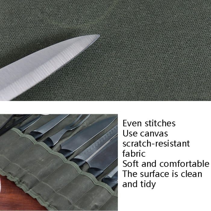 Öl-Wachs-Canvas-Rolle, Aufbewahrungstasche für Kochmesser, Knife Storage Bag – Bild 4