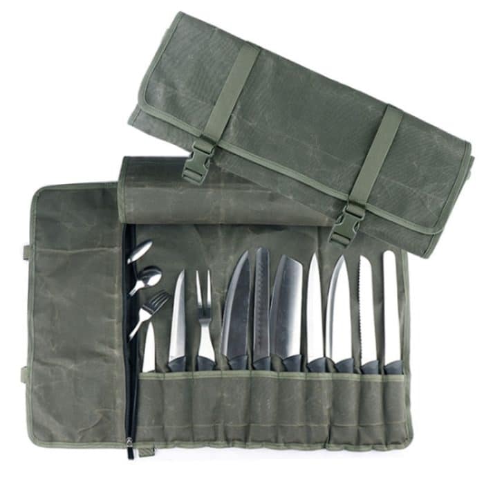 Öl-Wachs-Canvas-Rolle, Aufbewahrungstasche für Kochmesser, Knife Storage Bag – Bild 7