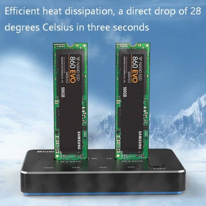 M.2 Double Disk Mobile Festplattenbasis SATA / NVME Solid State Festplattenbox, M.2 SATA (Gray + Blue), M.2 NVME (Black + Red) – Bild 4