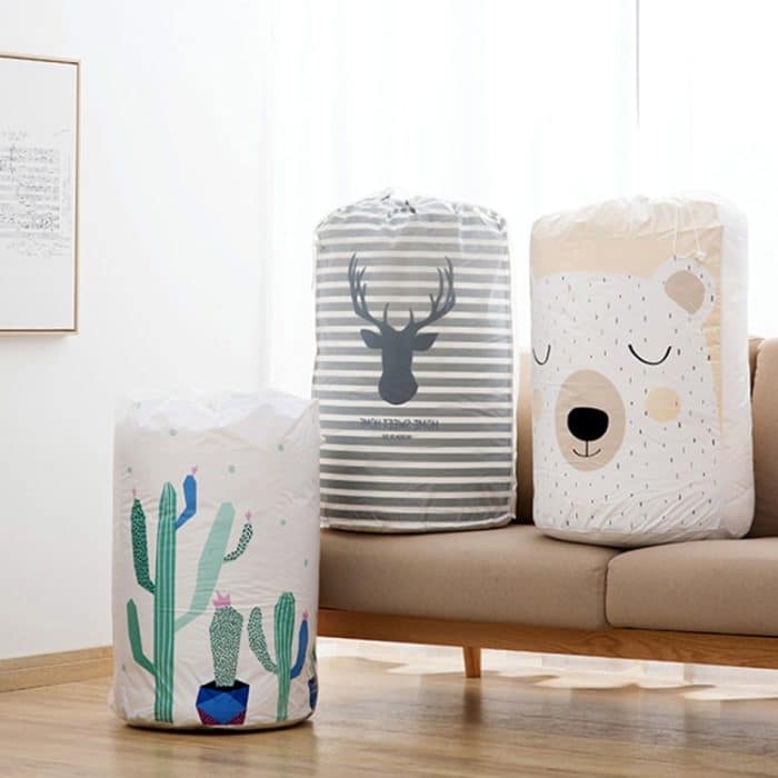 Wasserdichter, feuchtigkeitsbeständiger Quilt-Aufbewahrungsbeutel mit großem Fassungsvermögen für den Haushalt, Striped Deer, Cute Beer, Cactus, Garlands – Bild 6