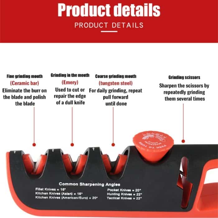 4-in-1 verstellbarer manueller Messerschärfer, multifunktionaler Messerschärfer, 4 in 1 (Black Red), 4 in 1 (Gray Red) – Bild 3