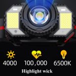 TG-TD009 LED-Stirnlampe mit starkem Kopf, wiederaufladbarer USB-Stirnlampe mit Zoom-Sensor, White Light, Yellow Light – Bild 5