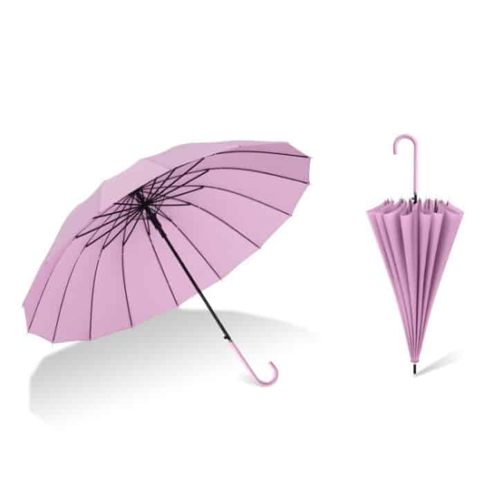 TBD0573852101K.jpg 16 Bone Plain Straight Umbrella Kleiner, frischer Regenschirm mit langem Griff – Bild 1