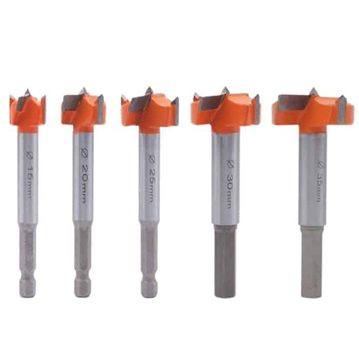 TBD0574415101A.jpg 5 Teile/satz Holzbearbeitung Loch Opener Scharnier Stein Creme Bord Holz Nehmen-Loch Tür Fenster Mit Kragen Holzbearbeitung Flache Bohrer bit, 5 PCS / Set Woodworking Hole Opener – Bild 1