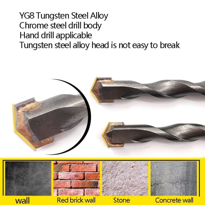 10 Stück Hand-Elektrobohrer, Stoßbohrer, Wandmischung, Boden, Zement, Wandbau-Bohrer, 3x66mm Round Handle, 4x76mm Round Handle, 5x84mm Triangle Handle, 6x100mm Triangle Handle, 8x114mm Triangle Handle, 10x110mm Triangle Handle, 10.5x110mm Triangle Hand... – Bild 5