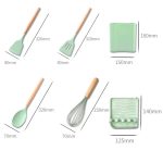 KU349 13-in-1 Aufbewahrungsbehälter mit Holzgriff, Silikon-Küchengeschirr-Set, antihaftbeschichtet, Kochlöffel, Schaufel, Küchenregal, Color, Light Green, Deep Green, Black, Purple, Red, Pink – Bild 3