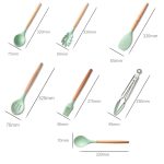 KU349 13-in-1 Aufbewahrungsbehälter mit Holzgriff, Silikon-Küchengeschirr-Set, antihaftbeschichtet, Kochlöffel, Schaufel, Küchenregal, Color, Light Green, Deep Green, Black, Purple, Red, Pink – Bild 4