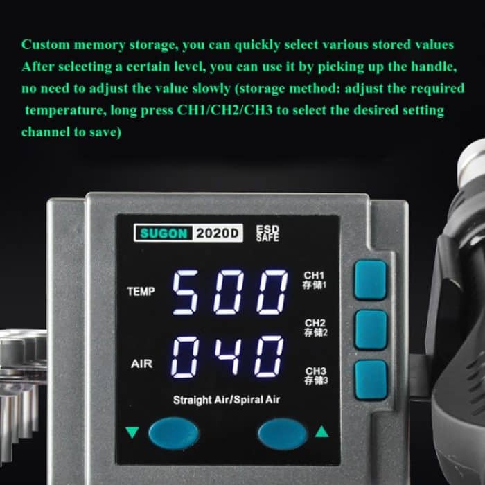 SUGON Heißluft-Rework-Station, LED-Anzeige, temperaturverstellbare Lötstation mit 5 Düsen, EU-Stecker, 8610DX, 2020D – Bild 5