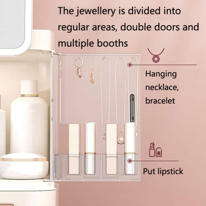 Staubdichte Schubladen-Kosmetik-Aufbewahrungsbox für den Haushalt, große Desktop-Lippenstift-Aufbewahrungsbox, LED Model Pink, LED Model White, LED Upgrade Model Pink, LED Upgrade Model White, LED  Model Green, LED Upgrade Model Green – Bild 4