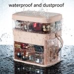 1003 LED-Spiegel-Kosmetik-Aufbewahrungsbox für den Schreibtisch, staubdicht, für Hautpflegeprodukte, großes Fassungsvermögen, Spezifikation:, Normal Style (Peacock Green), Single Mirror Style (Peacock Green), LED Style (Peacock Green)... – Bild 6