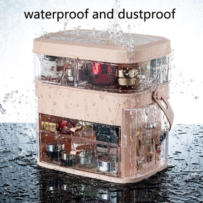 1003 LED-Spiegel-Kosmetik-Aufbewahrungsbox für den Schreibtisch, staubdicht, für Hautpflegeprodukte, großes Fassungsvermögen, Spezifikation:, Normal Style (Peacock Green), Single Mirror Style (Peacock Green), LED Style (Peacock Green)... – Bild 6