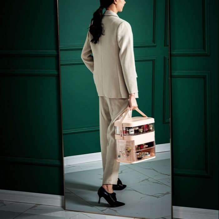 1003 LED-Spiegel-Kosmetik-Aufbewahrungsbox für den Schreibtisch, staubdicht, für Hautpflegeprodukte, großes Fassungsvermögen, Spezifikation:, Normal Style (Peacock Green), Single Mirror Style (Peacock Green), LED Style (Peacock Green)... – Bild 7