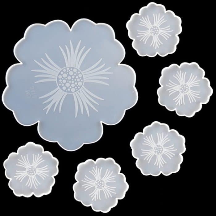 Silikon-Blumen-Cup-Pad-Form-Set, Kristall-DIY-Spiegel, Blütenblatt, Obstteller, Tropfenform, 1 Big + 5 Small Flowers Set, 1 Big + 3 Small Flowers Set, Big Flowers – Bild 1