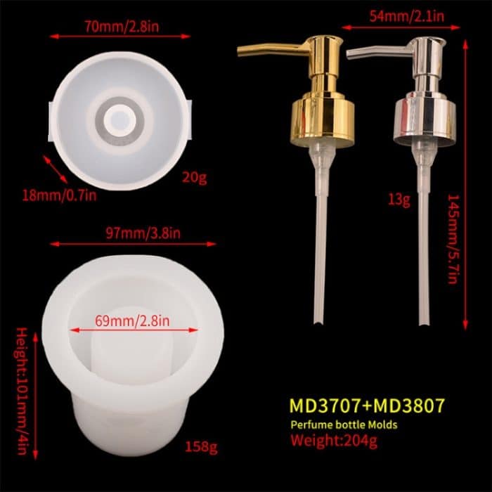 DIY Parfüm-Flaschen-Form, Tropfen-Hand-Flasche, Spiegel-Flaschenform, MD3707 + Gold Silver Nozzle Each, MD3708 + Gold Silver Nozzle Each – Bild 6