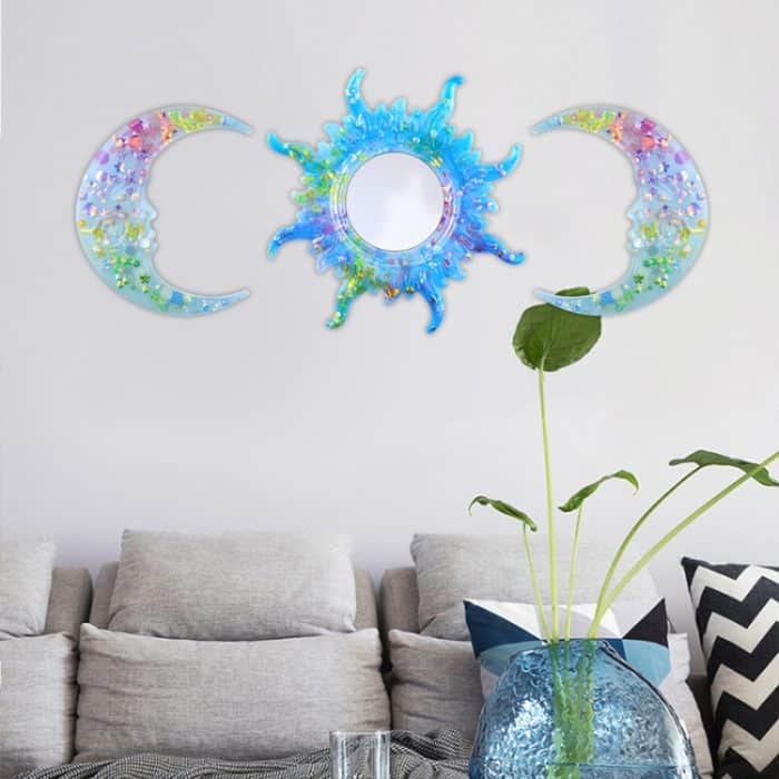 Sonnenbrille Mond Wandanhänger Form Sonne und Mond Spiegel Wanddekoration Silikonform Set, Sun And Moon Mold Set – Bild 2