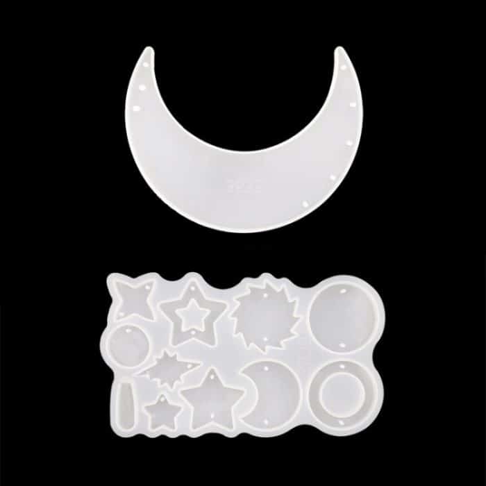 DIY Windbell Epoxidform Mond Anhänger Windglocke Hängendes Set Form, Stil:, MD3535 + MD3536, MD3535 + MD3536 + Fish Line – Bild 1