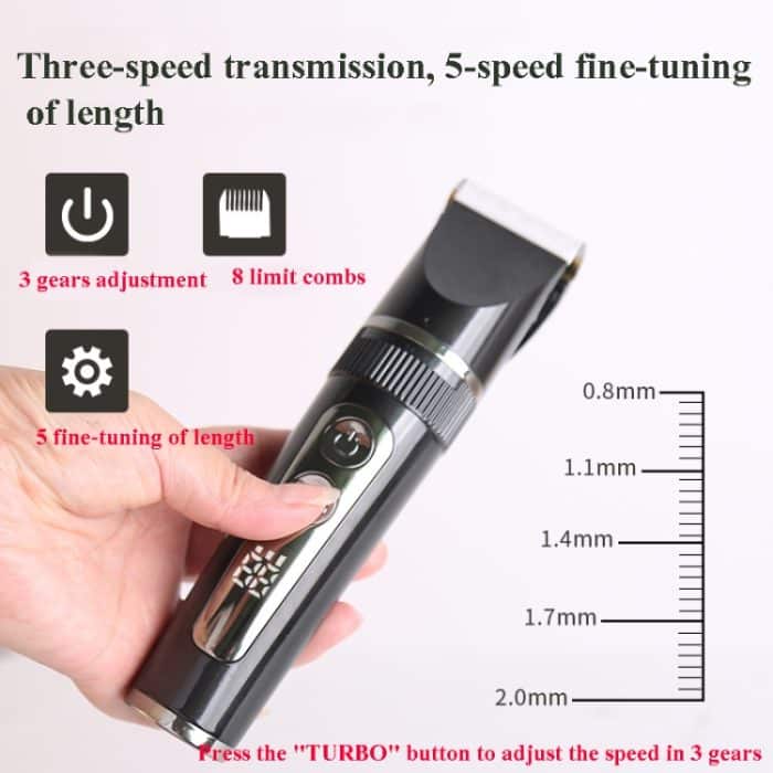 BF-868 LCD Digital Display Elektrische Haarschneidemaschine Baby Kinder Erwachsene Elektrische Haarschneidemaschine Set, Black, Gun Color, Gold – Bild 4