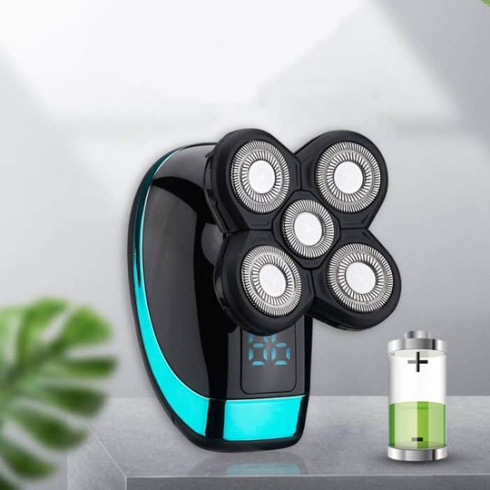 Elektrischer Rasierer, wiederaufladbarer Rasierer, intelligente Digitalanzeige, Glatzenhaarschneider, Stil:, Blue, With Nasal Hair Apparatus, Nasal Hair Apparatus&Washing Face Brush, Blue + Full Set – Bild 2